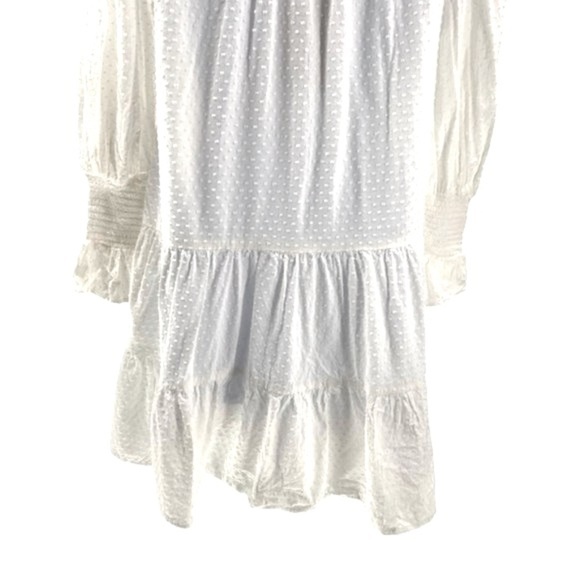 Pomander Place | NEW White Swiss Dot Kenzo Long Sleeve V-Neck Mini Dress Size S - Picture 9 of 11